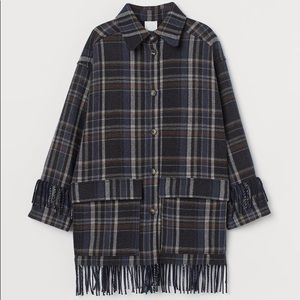 HM plaid fringe shirt jacket